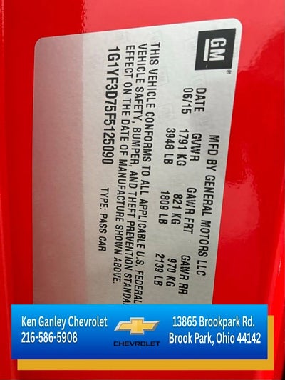 2015 Chevrolet Corvette Stingray 3LT