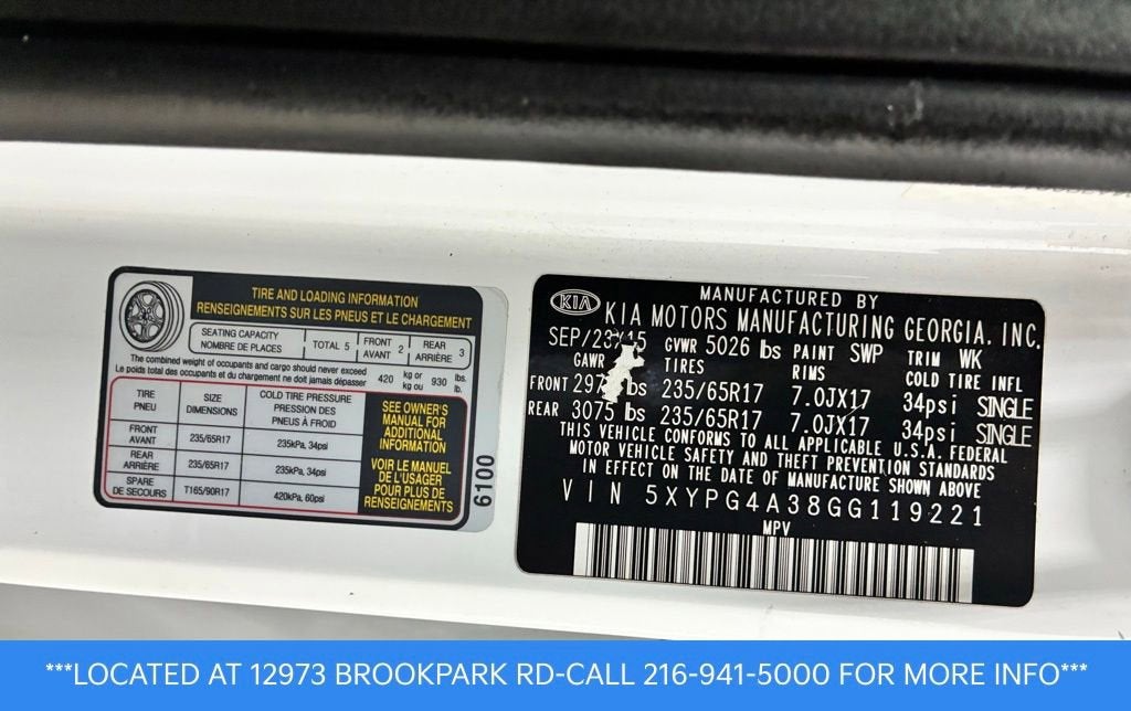 2016 Kia Sorento 2.4L LX